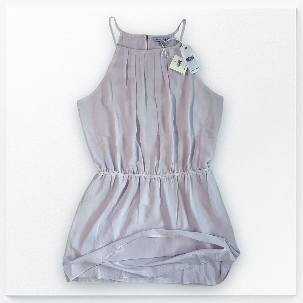 NWT Naked Zebra Lavender Sheer Chiffon Lined Halter Skater Dress Women's Medium - Picture 7 of 10